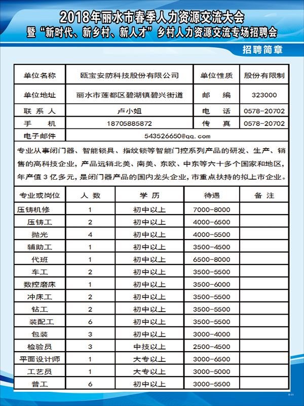 金华浦江最新招聘信息汇总